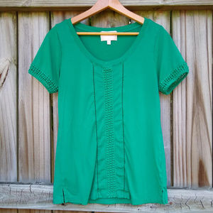 Skies Are Blue Emerald Green Short Sleeved Blouse